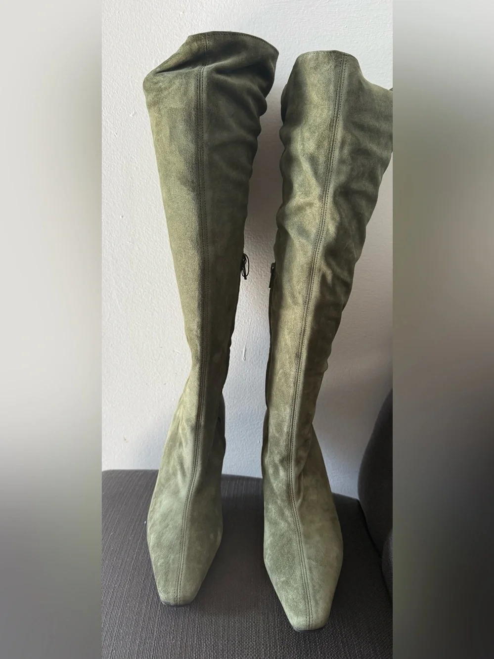 STAUD Olive Suede Over-the-Knee Boots Size 39 New With Box